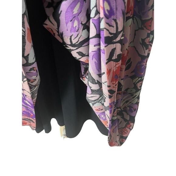 Lauren Ralph Lauren Womens Dress Black Label Surplice Fit Flare 16 Purple Floral - Picture 9 of 10